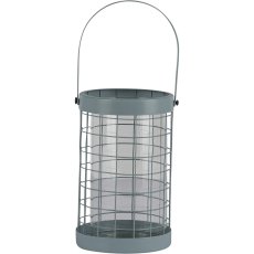 Metal lantern CIENNA, with handle, with glass, 16/26x10x10cm, aqua
