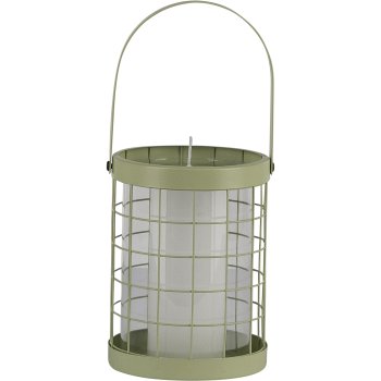 Metal lantern CIENNA, with handle, with glass, 16/26x12x12cm, light green