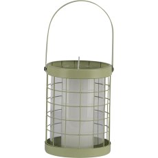 Metal lantern CIENNA, with handle, with glass, 16/26x12x12cm, light green