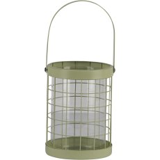 Metal lantern CIENNA, with handle, with glass, 16/26x12x12cm, light green