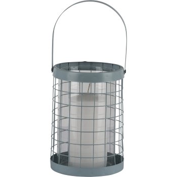 Metal lantern CIENNA, with handle, with glass, 21/34x15x15cm, aqua