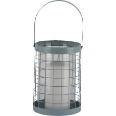 Metal lantern CIENNA, with handle, with glass, 21/34x15x15cm, aqua