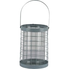 Metal lantern CIENNA, with handle, with glass, 21/34x15x15cm, aqua