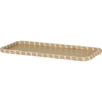 Metal plate NILS, rectangular, with natural rim, 40x17x2cm, sand