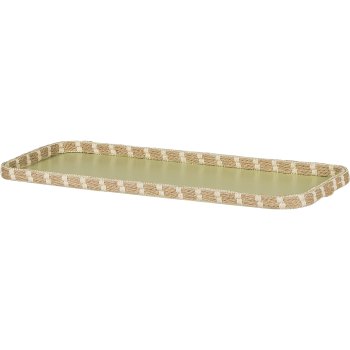 Metal plate NILS, rectangular, with natural rim, 40x17x2cm, light green