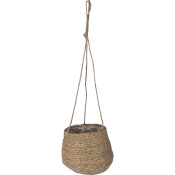 Seagrass hanging basket BULLY, with PVC insert, 26x26x22cm, natural