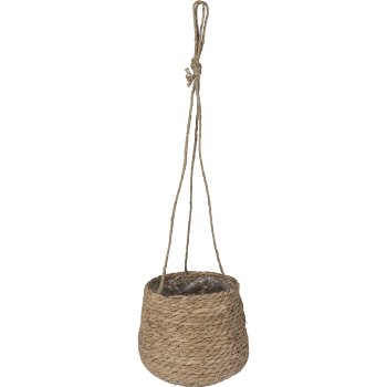 Seagrass hanging basket BULLY, with PVC insert, 23x23x20cm, natural