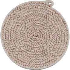 Cotton placemat WHITE, round, 25x25cm, orange