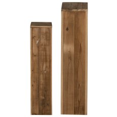Recycling Holz Säule SAULUS, 2erSet, 60x15x15/80x20x20cm, natur