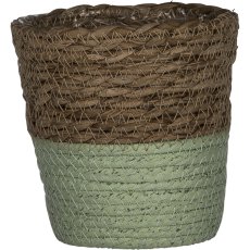 Seagrass planter SIENA, conical, with coloured heel, 15x15x15cm, light green