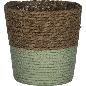 Seagrass planter SIENA, conical, with coloured heel, 20x20x20cm, light green