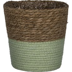 Seagrass planter SIENA, conical, with coloured heel, 20x20x20cm, light green
