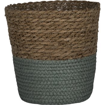 Seagrass planter SIENA, conical, with coloured heel, 20x20x20cm, aqua