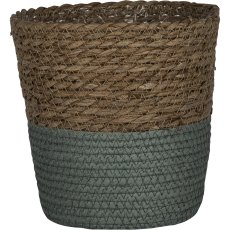 Seagrass planter SIENA, conical, with coloured heel, 20x20x20cm, aqua