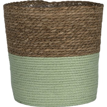 Seagrass planter SIENA, conical, with coloured heel, 30x30x30cm, light green