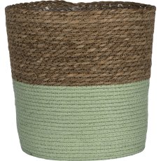 Seagrass planter SIENA, conical, with coloured heel, 30x30x30cm, light green