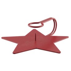 Metal candle holder, star shape, 12x12x3.5cm, crimson, Lepuro