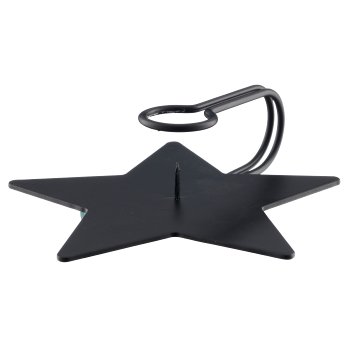 Metal candle holder, star shape, 12x12x3.5cm, black, Lepuro