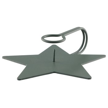 Metal candle holder, star shape, 12x12x3.5cm, opal green, Lepuro