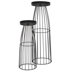 Metallgestell Kerzenhalter, 2erSet, 10x10x30/12x12x40cm, schwarz, Lepuro