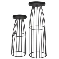 Metallgestell Kerzenhalter, 2erSet, 10x10x30/12x12x40cm, schwarz, Lepuro