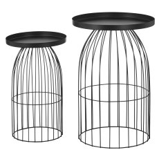 Metallgestell Beistelltisch, 2erSet, 30x30x50/40x40x60cm, schwarz, Lepuro