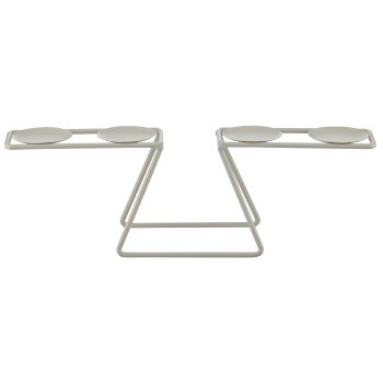 Metall Kerzenhalter, 4er, f.Stumpenkerze, 30x9x10cm, schlamm, Lepuro
