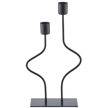 Metall Kerzenhalter SWING, 2er, 14x6x26cm, schwarz, Lepuro