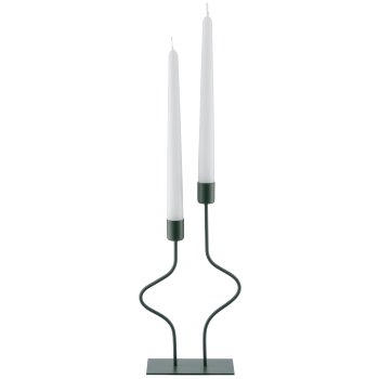 Metall Kerzenhalter SWING, 2er, 14x6x26cm, opalgrün, Lepuro