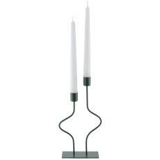 Metall Kerzenhalter SWING, 2er, 14x6x26cm, opalgrün, Lepuro