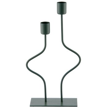 Metall Kerzenhalter SWING, 2er, 14x6x26cm, opalgrün, Lepuro