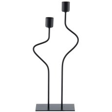 Metall Kerzenhalter SWING, 2er, 14x6x33cm, schwarz, Lepuro