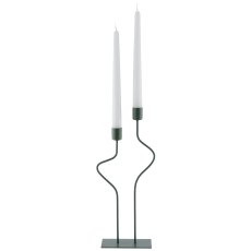 Metall Kerzenhalter SWING, 2er, 14x6x33cm, opalgrün, Lepuro