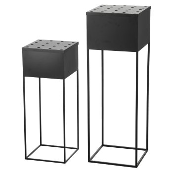 Metal shelf, presenter, set of 2, 30x30x80/35x35x105cm, black, Lepuro