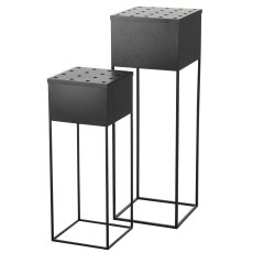 Metallregal, Presenter, 2erSet, 30x30x80/35x35x105cm, schwarz, Lepuro