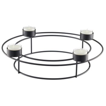 Metal ring with 4 candle holders, 30x30x8cm, black, Lepuro