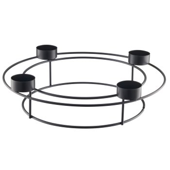 Metal ring with 4 candle holders, 30x30x8cm, black, Lepuro