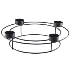 Metal ring with 4 candle holders, 30x30x8cm, black, Lepuro