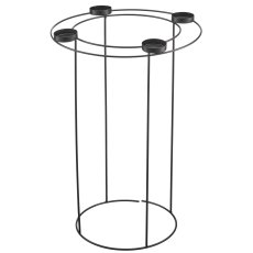 Metal ring with 4 candle holders, 40x40x60cm, black, KD packing