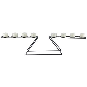 Metal candle holder, 8pcs, for pillar candle, 60x9x13cm, mud, Lepuro