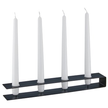 Metal candle holder, 4 pcs, bar, 35x5x3cm, black, Lepuro