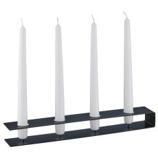 Metal candle holder, 4 pcs, bar, 35x5x3cm, black, Lepuro