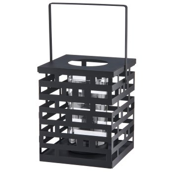 Metalllaterne mit Glas, 3erSet, 15x15x20/23x23x30/30x30x40cm,