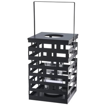 Metalllaterne mit Glas, 3erSet, 15x15x20/23x23x30/30x30x40cm,
