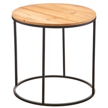 Holz Beistelltisch, recycelt, mit Metallgestell, KD, 50x50x50cm, natur