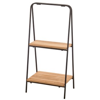Wooden shelf, recycled, with metal frame, 40x30x85cm, natural