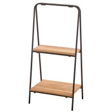 Wooden shelf, recycled, with metal frame, 40x30x85cm, natural