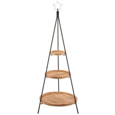 Wooden etagere, recycled, with metal frame, 57x57x160cm, natural