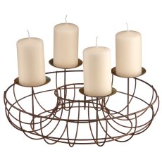 Metal wreath with 4 candle holders for filling, 35x35x8cm, rust