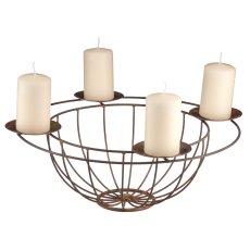 Metal bowl with 4 candle holders for filling, 40x40x16cm, rust